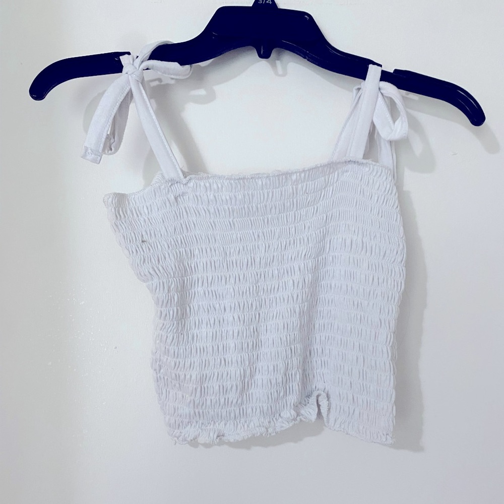 White shoulder tie tank top from no boundaries